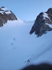 appena scesi sul ghiacciaio del Petit Mont Blanc