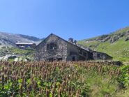 In primo piano il vecchio rifugio e alle spalle quello nuovo