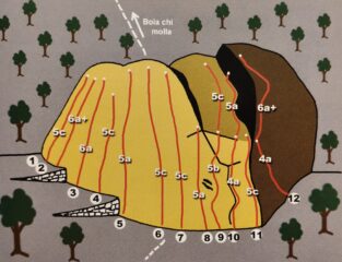 Mappa della falesia dalla guida Statale 26