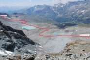 Percorso di salita visto dal colle