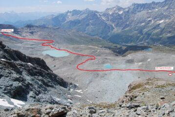 Percorso di salita visto dal colle