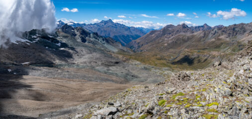 Vista sul ghiacciaio di Peradza dalla sella