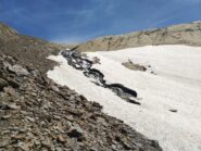 A fianco del nevaio verso il Col Pers