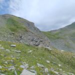 La ripida discesa dal colle del Ghinivert