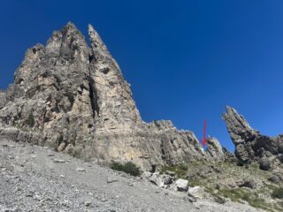 punto di attacco per arrivare a L1 visto dal sentiero di arrivo